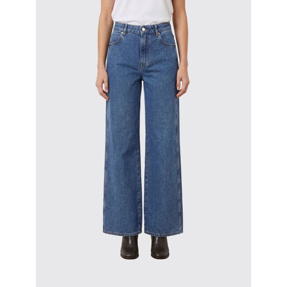 High-Waisted Wide Leg Jeans Balmain In Cotton Denim With Five Pockets
